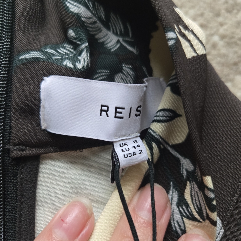 Reiss Black and Cream Floral Midi Dress - Picture 4 of 8